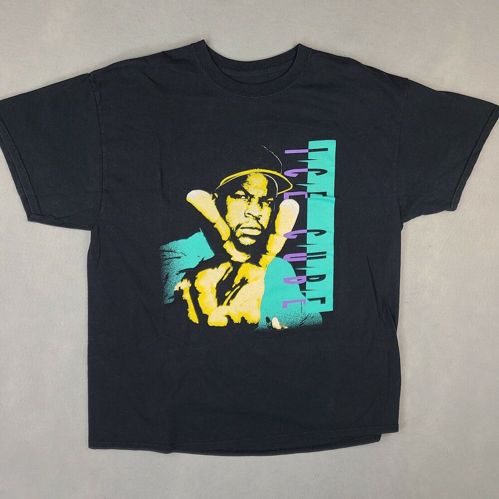 Ice Cube Rapper T-Shirt Black XL 90's Rap Hip Hop Peace Sign Extra‎ Large